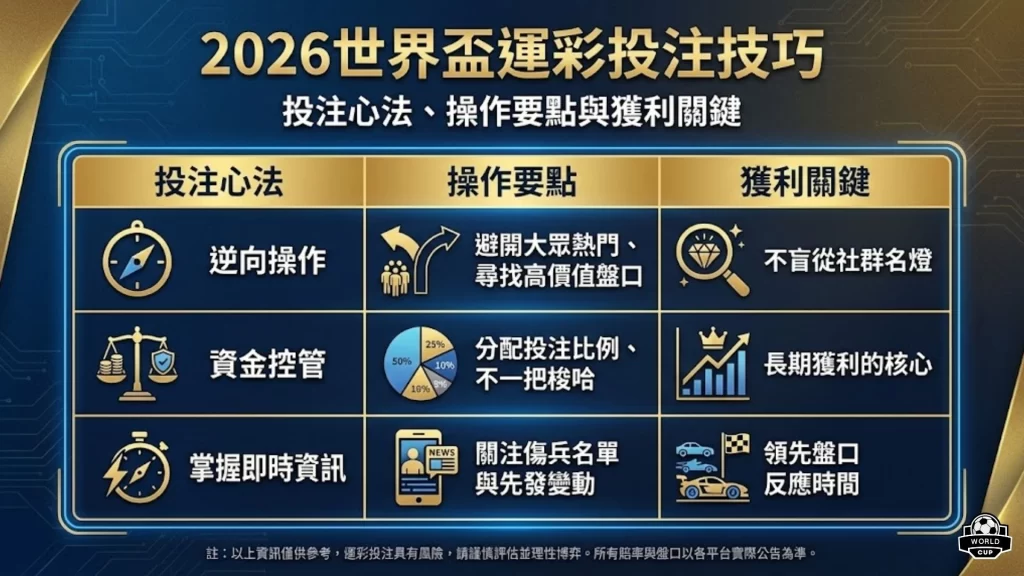 2026世界盃運彩投注