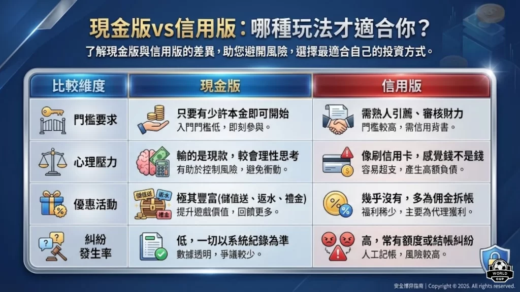 現金版vs信用版