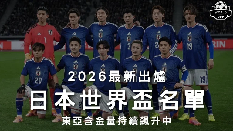 2026最新出爐日本世界盃名單特輯封面，展示藍武士全隊身穿深藍色戰袍合照，解析日本國家足球隊戰力。